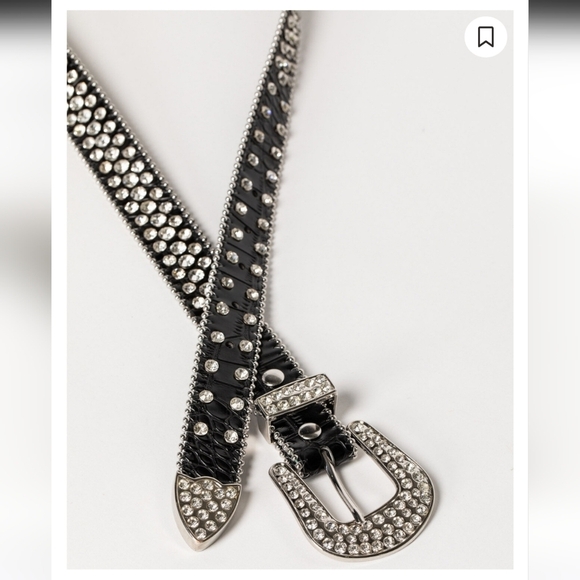 Black Rhinestone Studded Belt main image 7